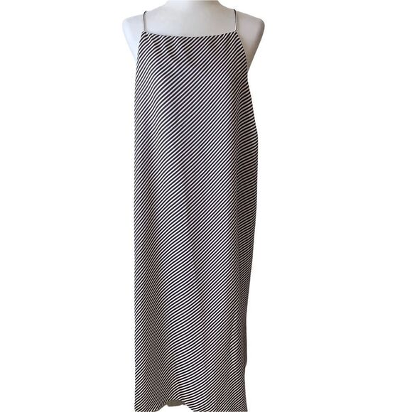 H&M Black/White Stripe Spaghetti Strap Sheath Maxi Dress Size XL - Picture 1 of 6